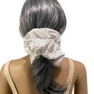 Hair Scrunchie. Black/White. XL. Polka Dot. Resortwear. Hair Scrunchies. Cute